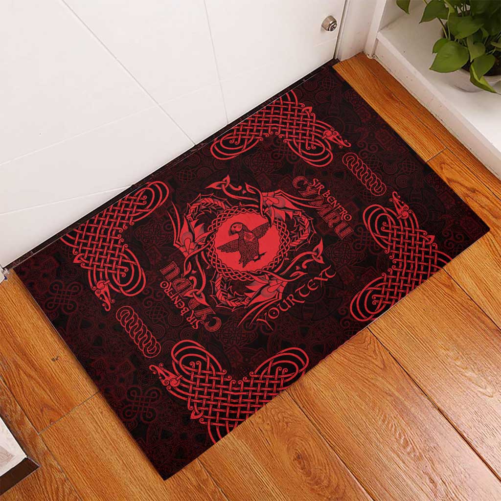 Personalized Pembrokeshire Sir Benfro Rubber Doormat Red Puffin Celtic-inspired - Wonder Print Shop