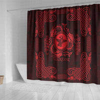 Personalized Pembrokeshire Sir Benfro Shower Curtain Red Puffin Celtic-inspired - Wonder Print Shop