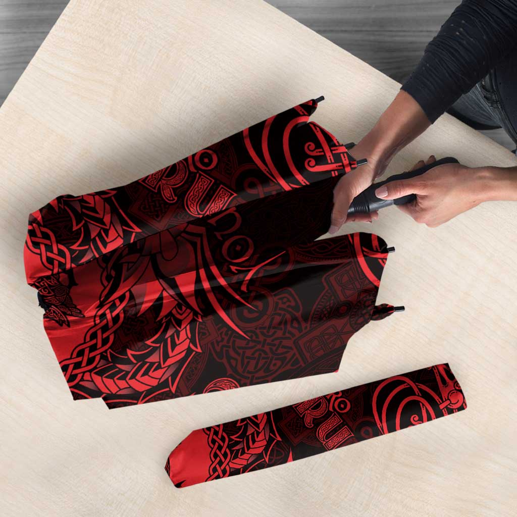 Personalized Pembrokeshire Sir Benfro Umbrella Red Puffin Celtic-inspired - Wonder Print Shop