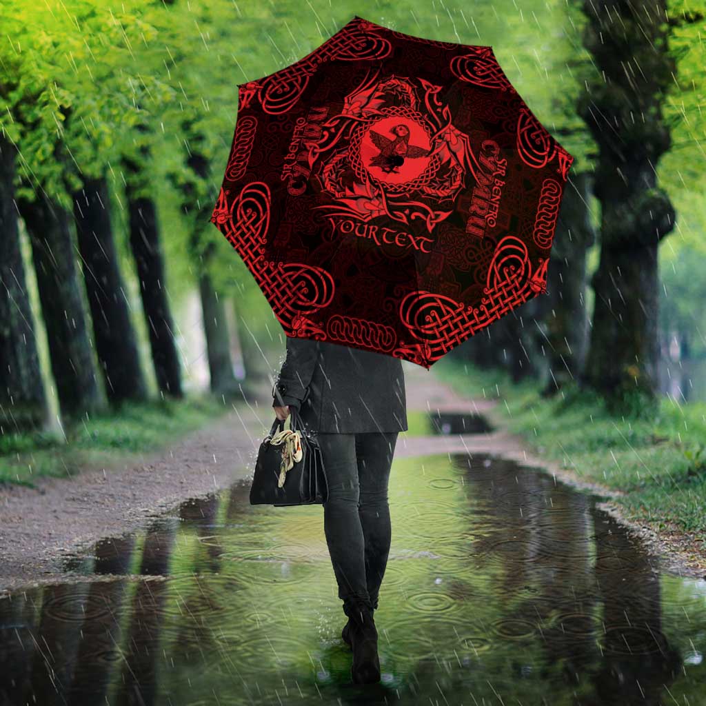 Personalized Pembrokeshire Sir Benfro Umbrella Red Puffin Celtic-inspired - Wonder Print Shop