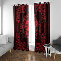 Personalized Pembrokeshire Sir Benfro Window Curtain Red Puffin Celtic-inspired - Wonder Print Shop