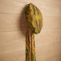 Dashiki and Polynesian Pattern Easy Headwrap Africa Pacific Culture Gold Version