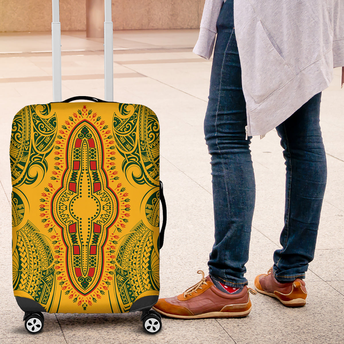 africa-dashiki-luggage-cover-african-tribal-art-mixed-polynesian-tattoo-gold-color-unique