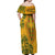 Africa Dashiki Off Shoulder Maxi Dress African Tribal Art Mixed Polynesian Tattoo Gold Color Unique - Wonder Print Shop