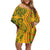 Africa Dashiki Off Shoulder Short Dress African Tribal Art Mixed Polynesian Tattoo Gold Color Unique - Wonder Print Shop