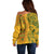 Africa Dashiki Off Shoulder Sweater African Tribal Art Mixed Polynesian Tattoo Gold Color Unique - Wonder Print Shop