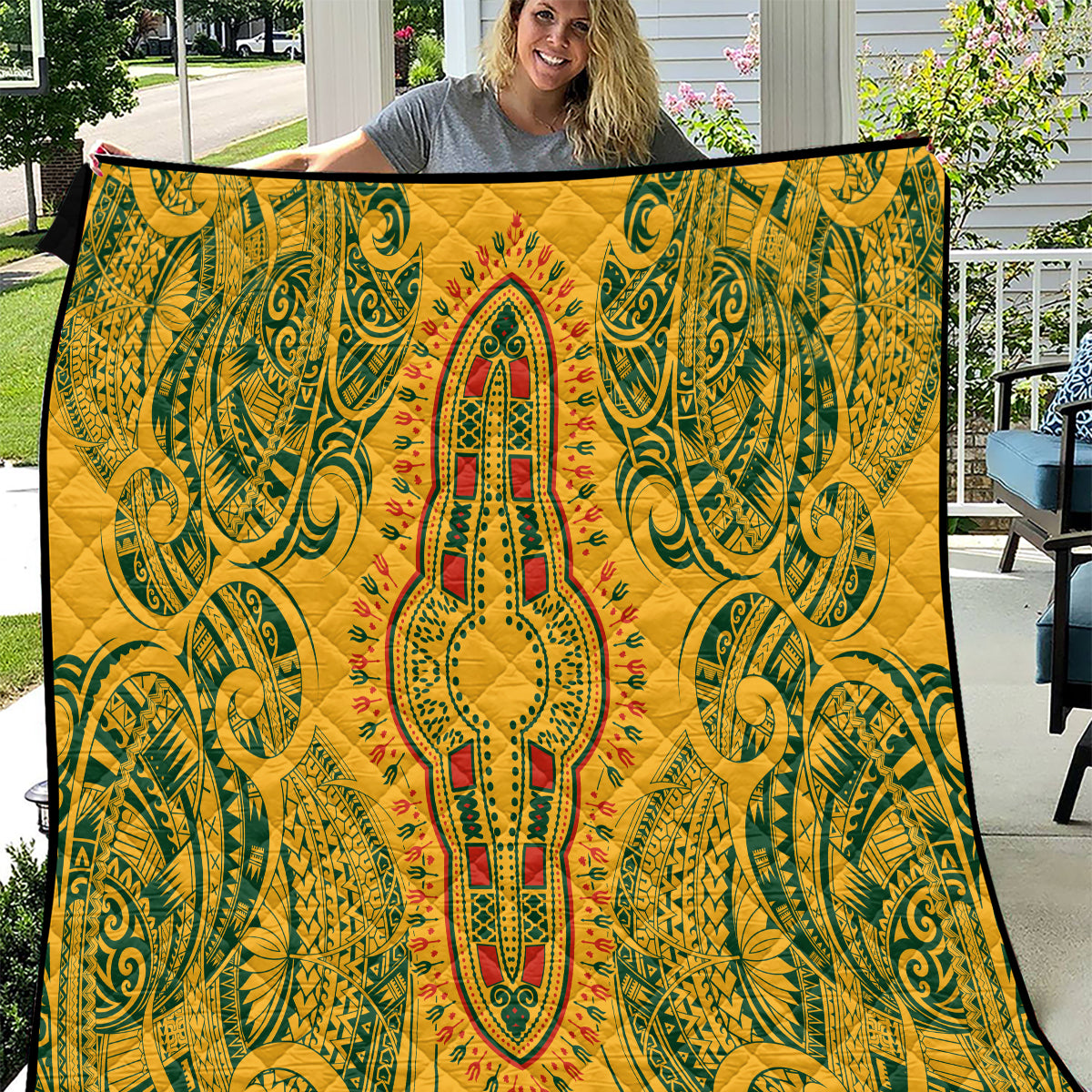 africa-dashiki-quilt-african-tribal-art-mixed-polynesian-tattoo-gold-color-unique