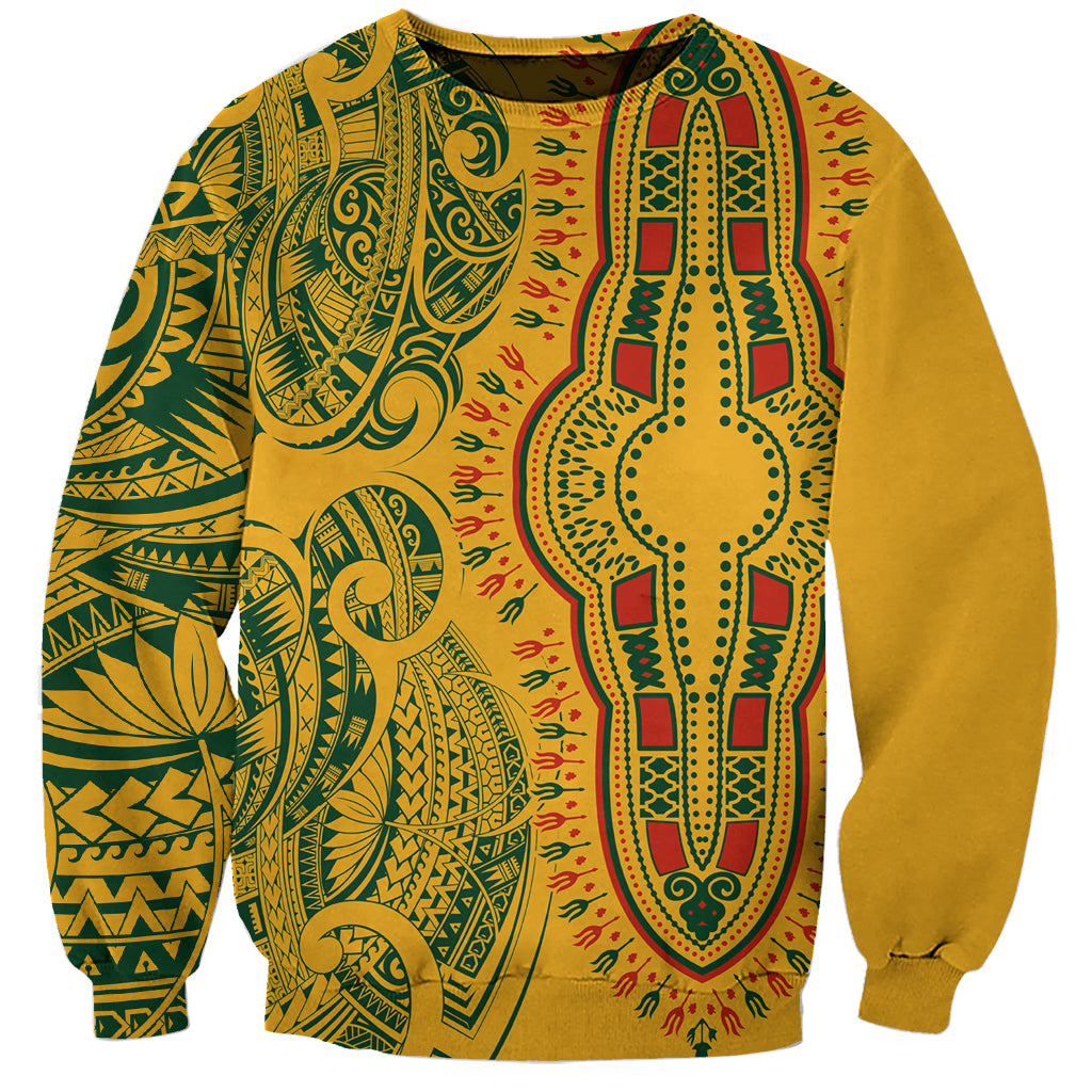 africa-dashiki-sweatshirt-african-tribal-art-mixed-polynesian-tattoo-gold-color-unique