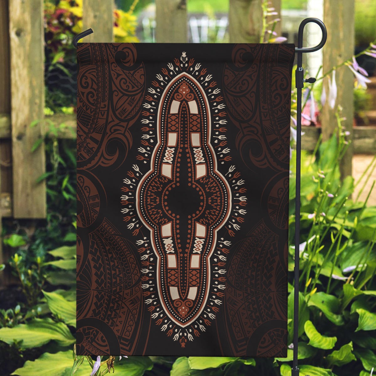 Africa Dashiki Garden Flag African Tribal Art Mixed Polynesian Tattoo Red Color Unique - Wonder Print Shop