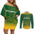 South Africa Cricket Couples Matching Off Shoulder Short Dress and Long Sleeve Button Shirts Go Proteas World Cup Version 2023 Sproty LT9 - Wonder Print Shop