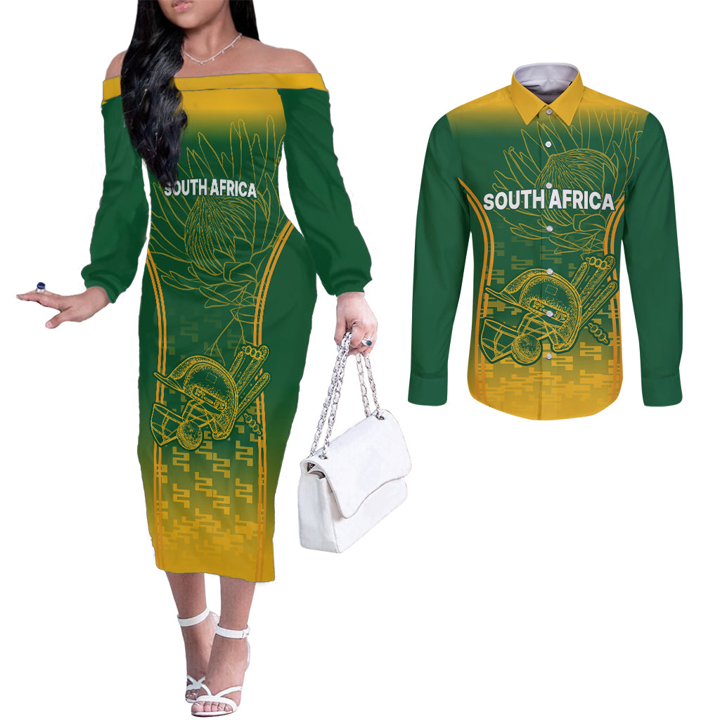 south-africa-cricket-couples-matching-off-the-shoulder-long-sleeve-dress-and-long-sleeve-button-shirts-go-proteas-world-cup-version-2023-sproty