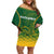 South Africa Cricket Family Matching Off Shoulder Short Dress and Hawaiian Shirt Go Proteas World Cup Version 2023 Sproty LT9 - Wonder Print Shop