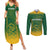 Custom South Africa Cricket Couples Matching Summer Maxi Dress and Long Sleeve Button Shirts Go Proteas World Cup Version 2023 Sproty LT9 - Wonder Print Shop