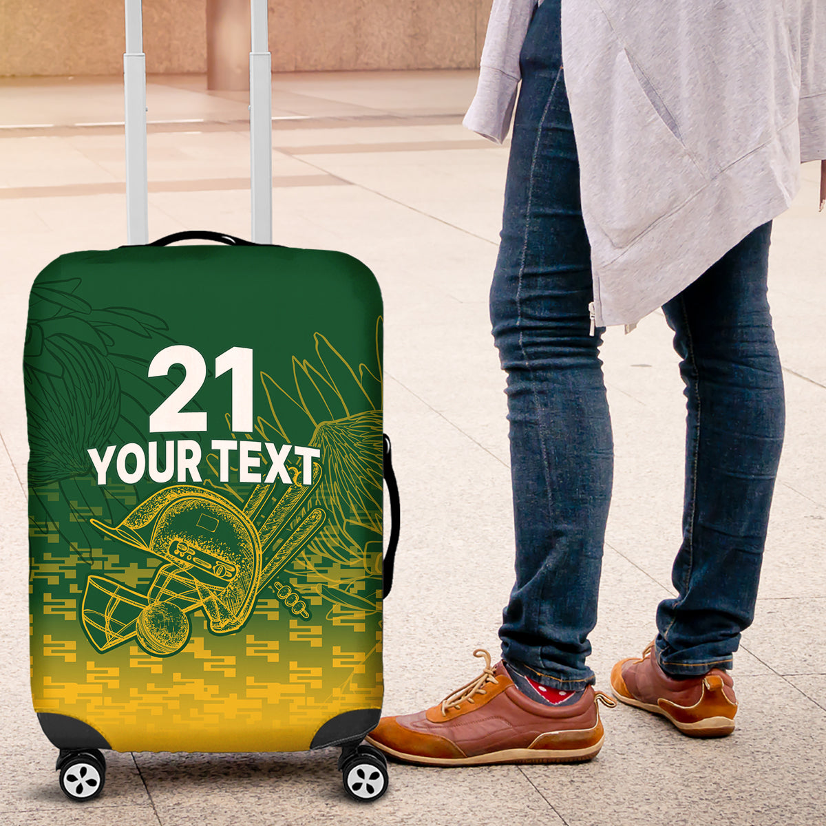 Custom South Africa Cricket Luggage Cover Go Proteas World Cup Version 2023 Sproty - Wonder Print Shop