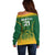 Custom South Africa Cricket Off Shoulder Sweater Go Proteas World Cup Version 2023 Sproty - Wonder Print Shop