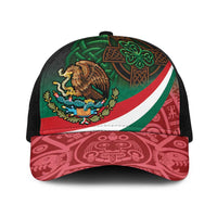 Mexico and Ireland Together Baseball Net Cap Aztec Sun Mix Celtic Shamrock - Wonder Print Shop