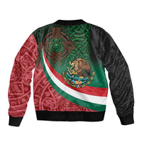 Mexico and Ireland Together Bomber Jacket Aztec Sun Mix Celtic Shamrock - Wonder Print Shop
