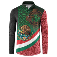 Mexico and Ireland Together Button Sweatshirt Aztec Sun Mix Celtic Shamrock - Wonder Print Shop
