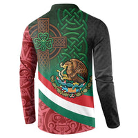 Mexico and Ireland Together Button Sweatshirt Aztec Sun Mix Celtic Shamrock - Wonder Print Shop