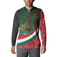 Mexico and Ireland Together Button Sweatshirt Aztec Sun Mix Celtic Shamrock - Wonder Print Shop