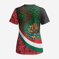Mexico and Ireland Together Scrub Top Aztec Sun Mix Celtic Shamrock - Wonder Print Shop