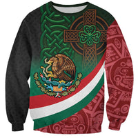 Mexico and Ireland Together Sweatshirt Aztec Sun Mix Celtic Shamrock - Wonder Print Shop