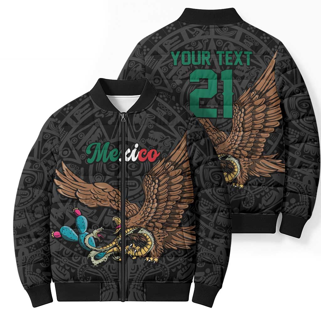 Black Mexico Aztec Custom Bomber Puffer Jacket Special Edition Heritage - Wonder Print Shop