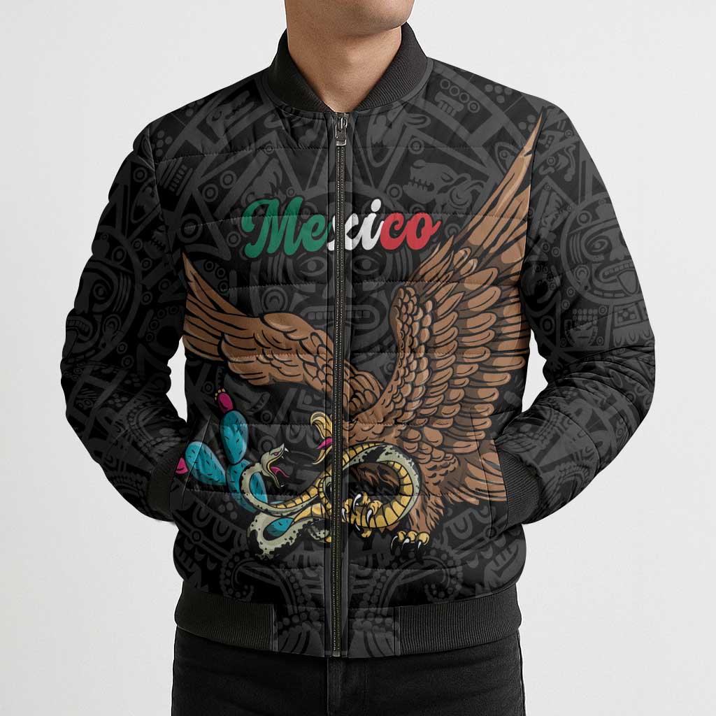 Black Mexico Aztec Custom Bomber Puffer Jacket Special Edition Heritage - Wonder Print Shop