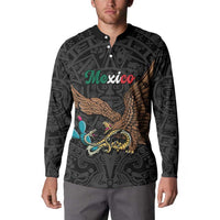 Black Mexico Aztec Custom Button Sweatshirt Special Edition Heritage - Wonder Print Shop