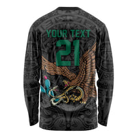 Black Mexico Aztec Custom Long Sleeve Shirt Special Edition Heritage - Wonder Print Shop