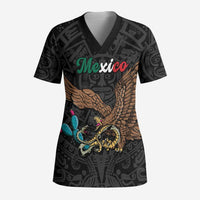 Black Mexico Aztec Custom Scrub Top Special Edition Heritage - Wonder Print Shop