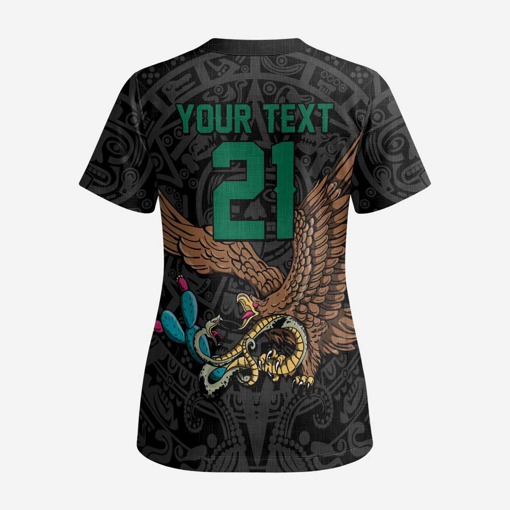 Black Mexico Aztec Custom Scrub Top Special Edition Heritage - Wonder Print Shop