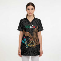 Black Mexico Aztec Custom Scrub Top Special Edition Heritage - Wonder Print Shop