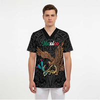 Black Mexico Aztec Custom Scrub Top Special Edition Heritage - Wonder Print Shop