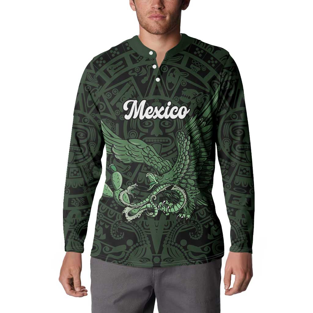 Green Mexico Aztec Custom Button Sweatshirt Special Edition Heritage - Wonder Print Shop