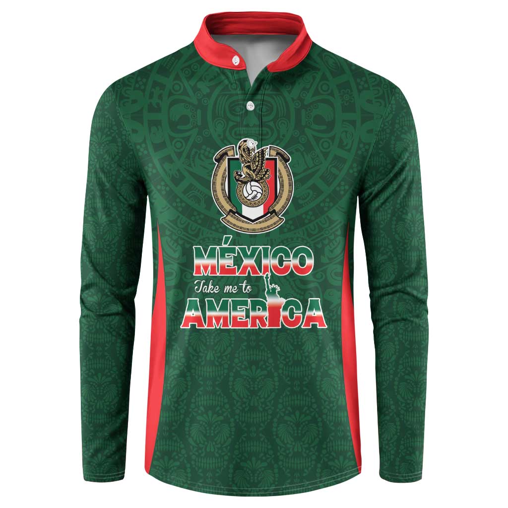 Custom Mexico Football Dream 2026 Button Sweatshirt Aztec Take Me To America