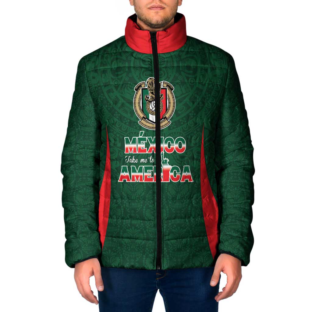 Custom Mexico Football Dream 2026 Padded Jacket Aztec Take Me To America