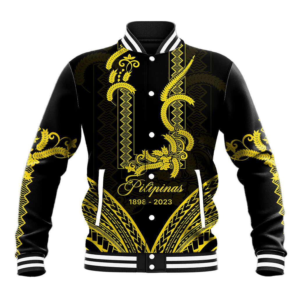 Philippines Independence Day Baseball Jacket Pechera With Side Barong Patterns LT9 - Wonder Print Shop