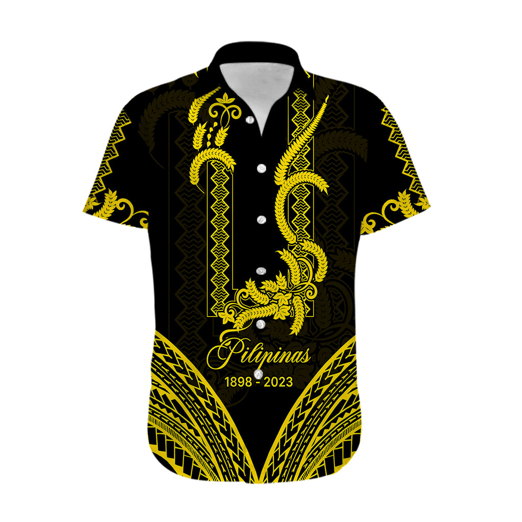 Philippines Independence Day Hawaiian Shirt Pechera With Side Barong Patterns - Wonder Print Shop