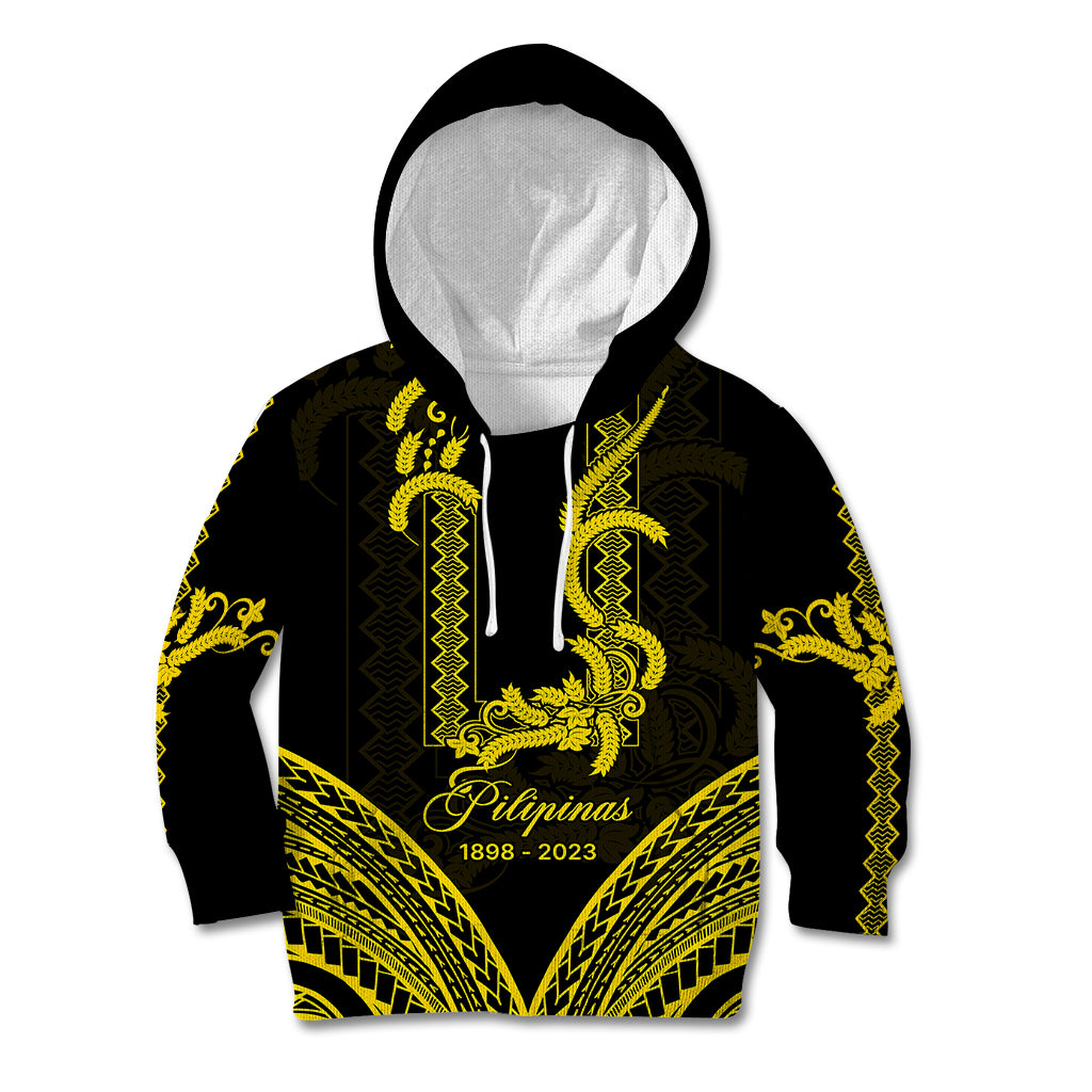 Philippines Independence Day Kid Hoodie Pechera With Side Barong Patterns - Wonder Print Shop