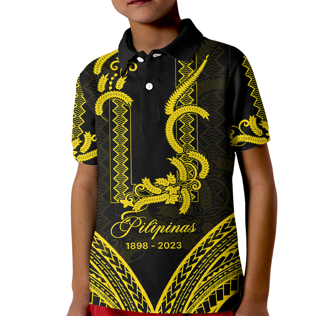 Philippines Polo Shirt Independence Day for Kid Pechera With Side Barong Patterns - Wonder Print Shop