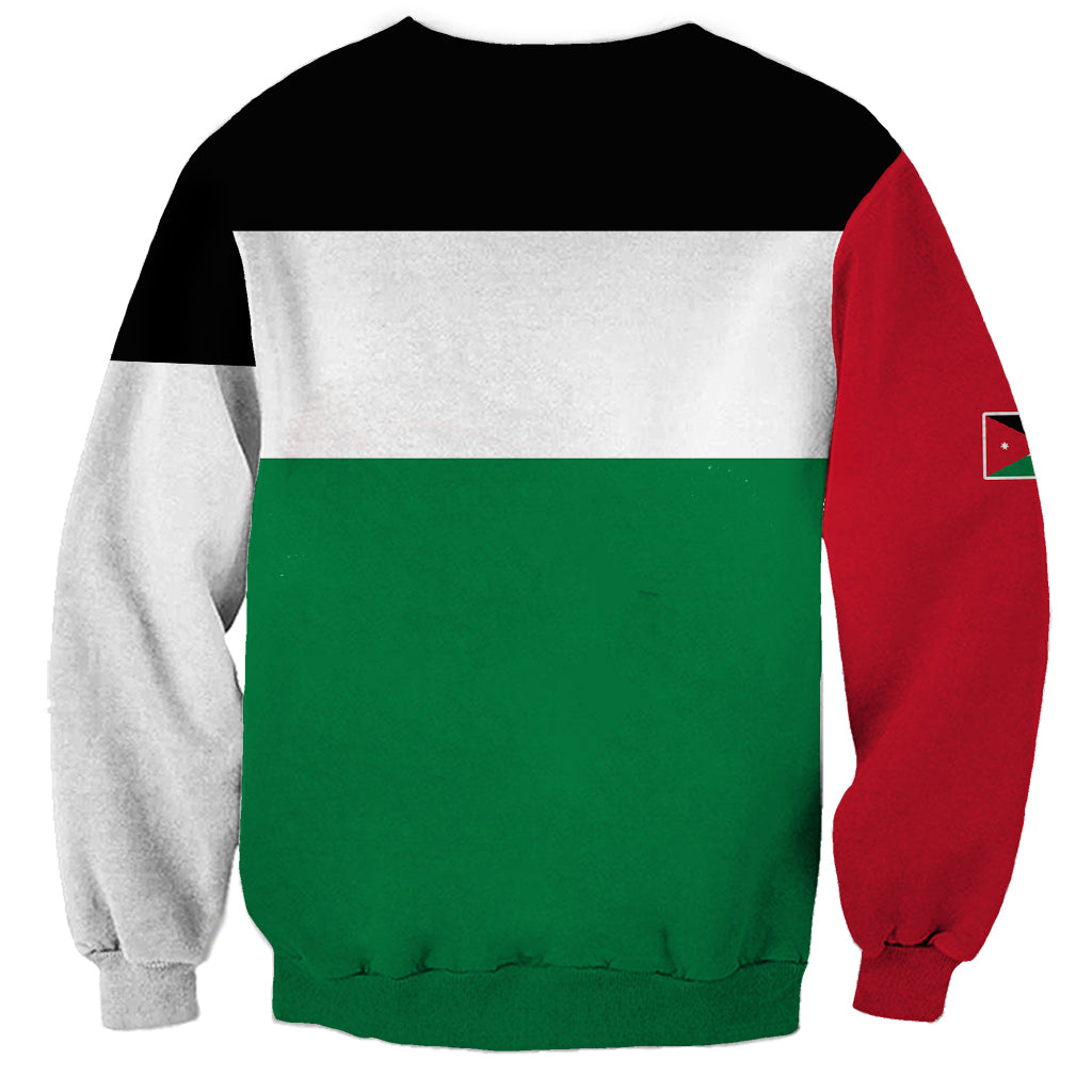 Color-block sweatshirt with Jordan flag graphic panel at back, crew neck, long sleeves