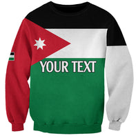 Crewneck sweatshirt with flag-style red, white, and green panels and printed YOUR TEXT