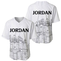 White Jordan baseball jersey set showing front and back, Jordan text with line-art skyline