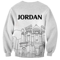 Light gray crewneck sweatshirt with long sleeves, JORDAN and detailed temple line art