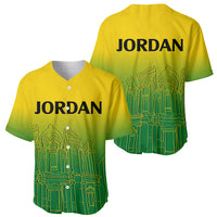 Baseball jersey front and back, yellow-to-green gradient with JORDAN text and line art