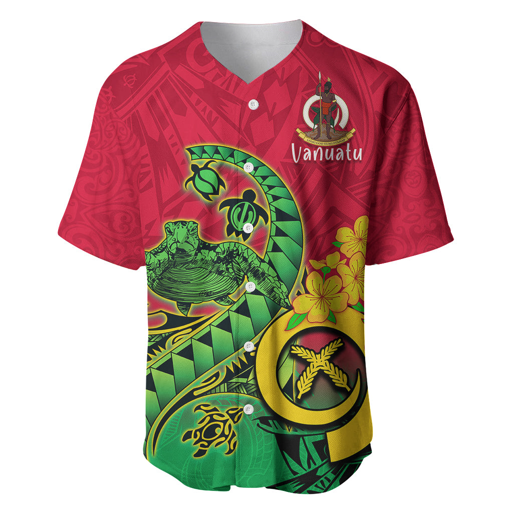 Vanuatu Islands Baseball Jersey Polynesian Tattoo and Sea Turtle LT9 - Wonder Print Shop