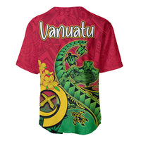 Baseball jersey back with Vanuatu text and green sea turtle, yellow-green tropical floral