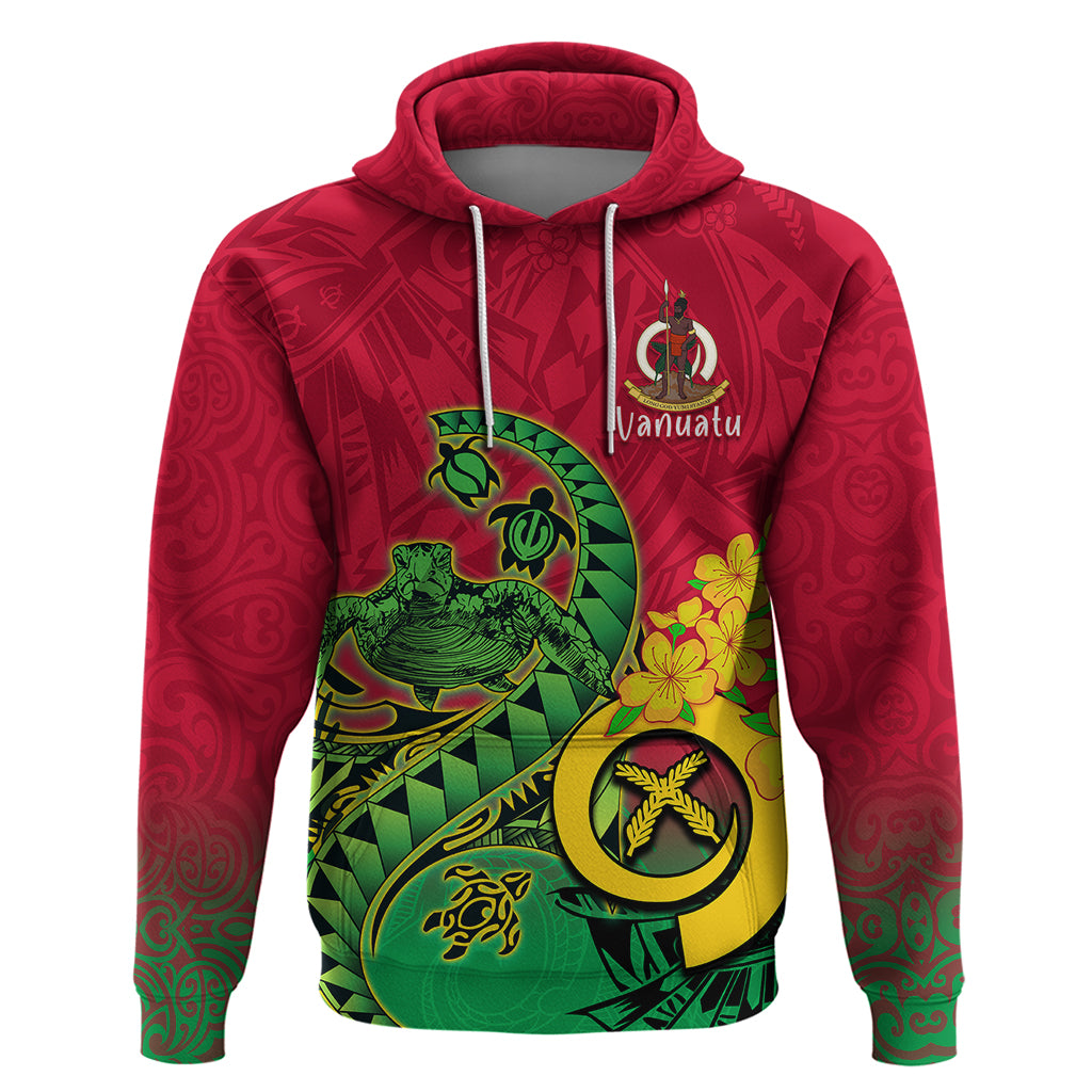 Vanuatu Islands Hoodie Polynesian Tattoo and Sea Turtle - Wonder Print Shop