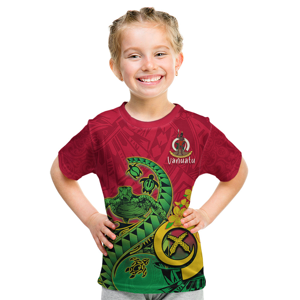 Vanuatu Islands Kid T Shirt Polynesian Tattoo and Sea Turtle - Wonder Print Shop